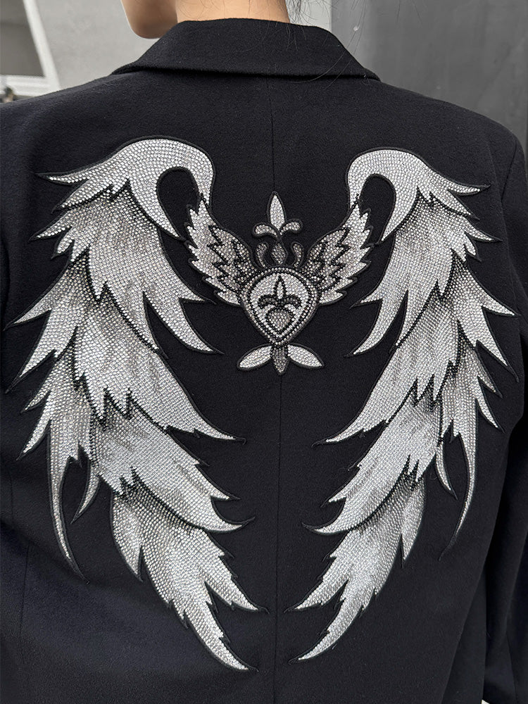 tch rhinestone wings textured blazer black HighEnd Luxury Streetwear Brand Official Showcase