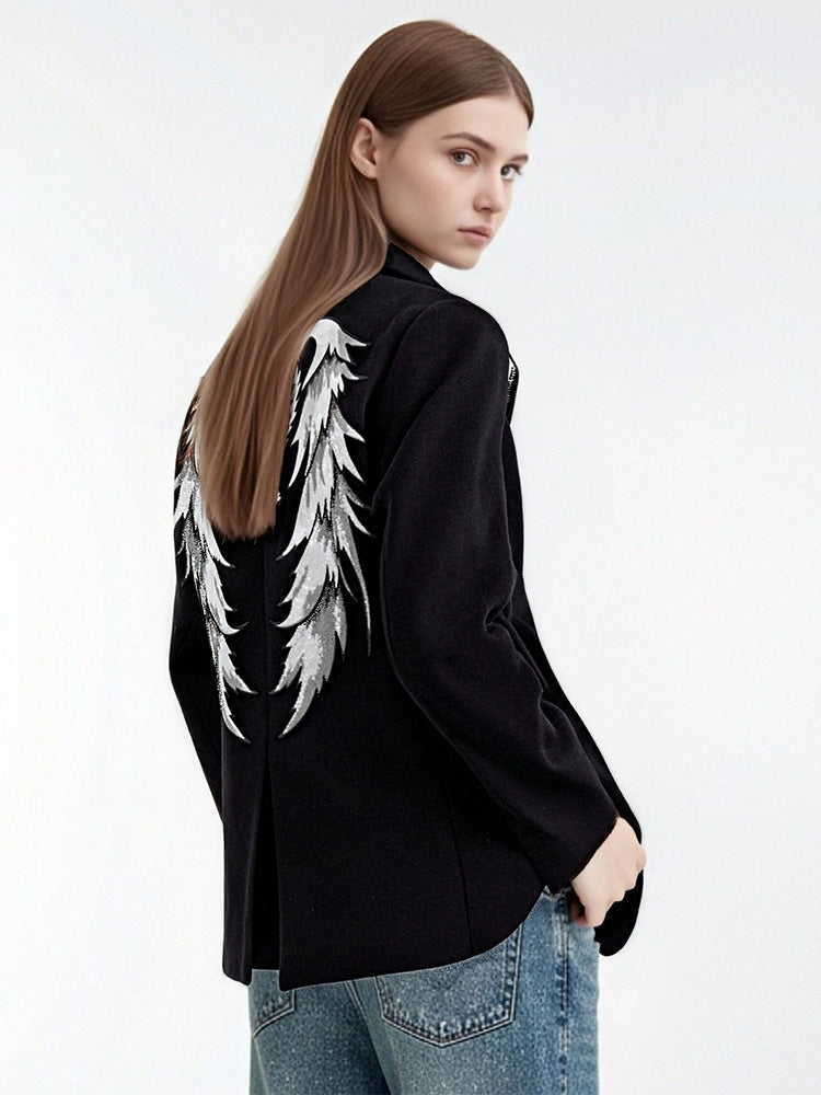 tch rhinestone wings textured blazer black HighEnd Luxury Streetwear Brand Official Showcase