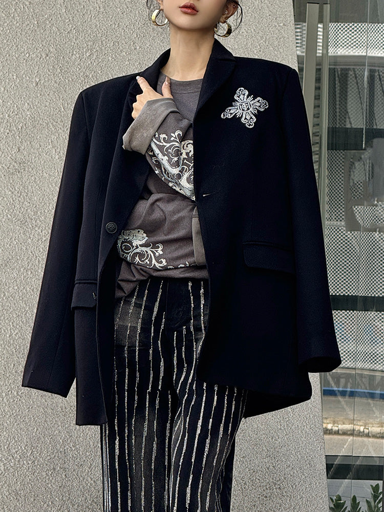 tch rhinestone wings textured blazer black HighEnd Luxury Streetwear Brand Official Showcase