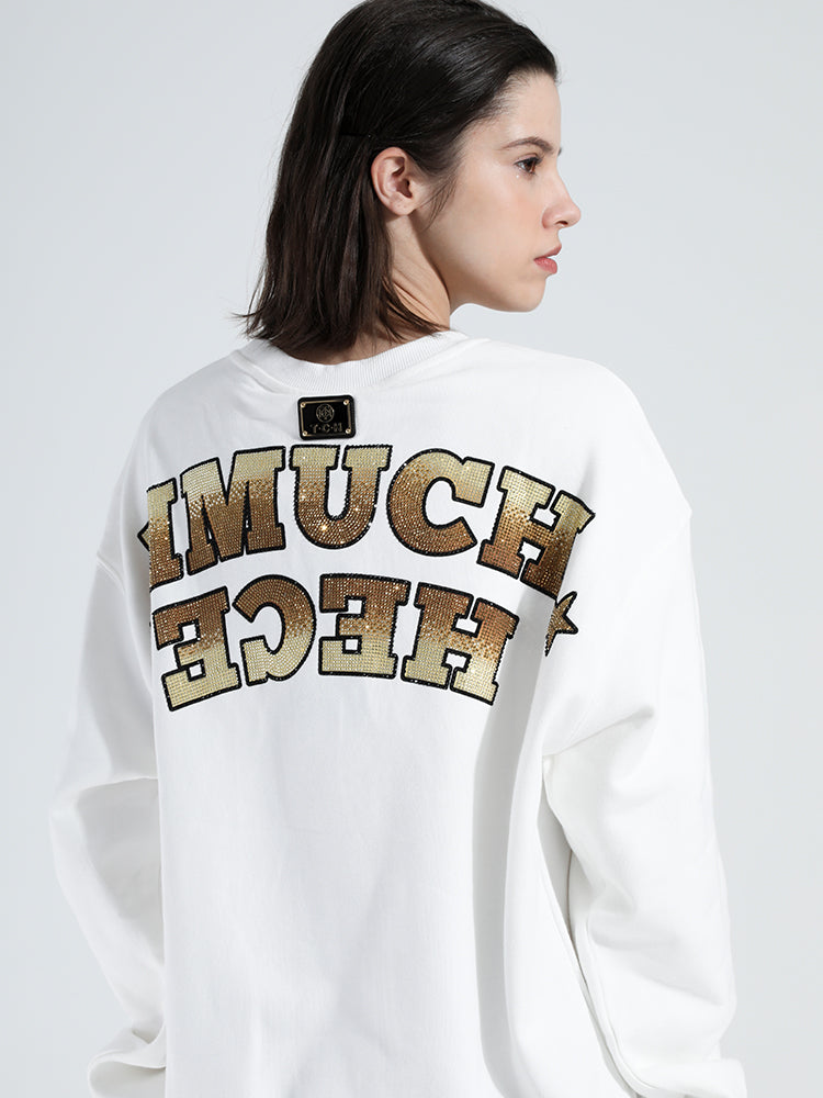TCH Rhinestones Dogs Print Luxury Fashion Sweatshirt White HighEnd Luxury Streetwear Brand Official Showcase