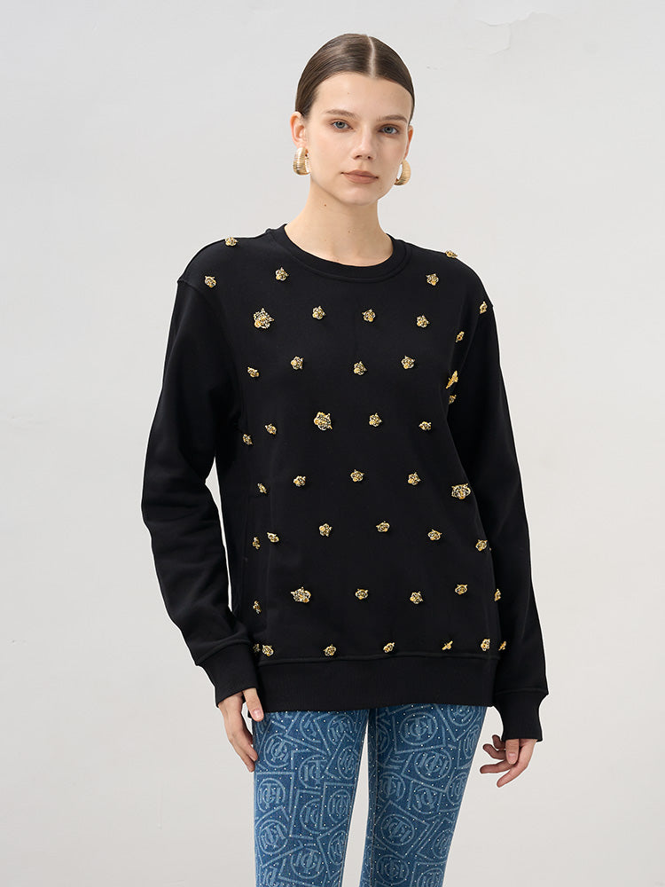 tch sparkle cotton sweatshirt with strass black HighEnd Luxury Streetwear Brand Official Showcase