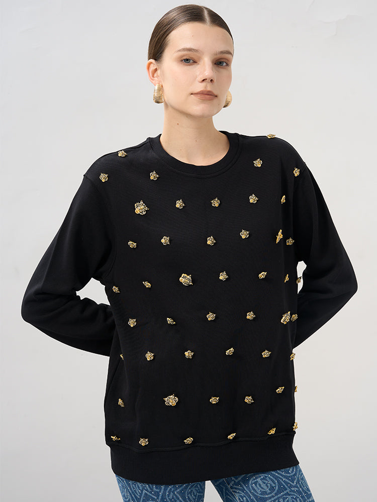 tch sparkle cotton sweatshirt with strass black HighEnd Luxury Streetwear Brand Official Showcase