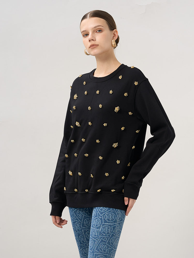 tch sparkle cotton sweatshirt with strass black HighEnd Luxury Streetwear Brand Official Showcase