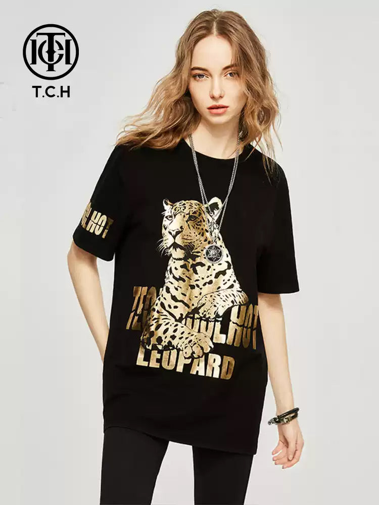 tch sparkle graphic leopard print t-shirt black HighEnd Luxury Streetwear Brand Official Showcase