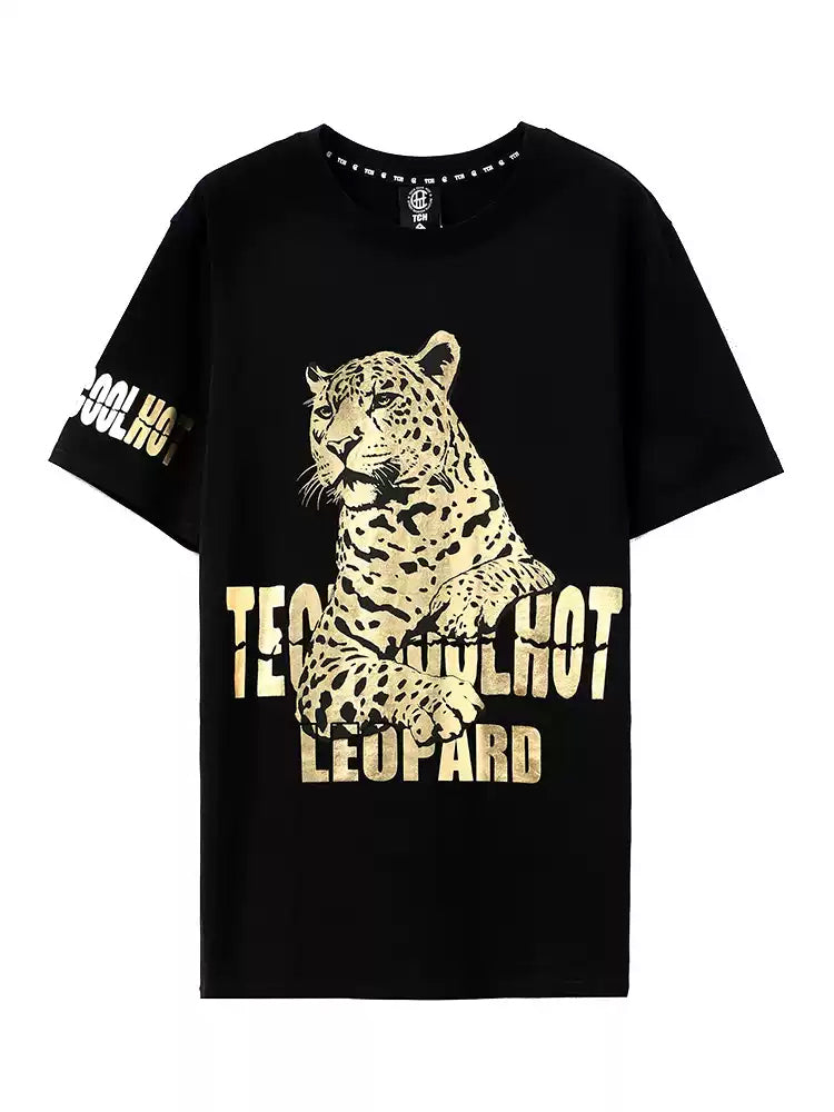 tch sparkle graphic leopard print t-shirt black HighEnd Luxury Streetwear Brand Official Showcase