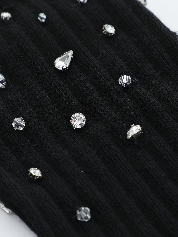 TCH Sparkle Rhinestone Calf Socks black HighEnd Luxury Streetwear Brand Official Showcase
