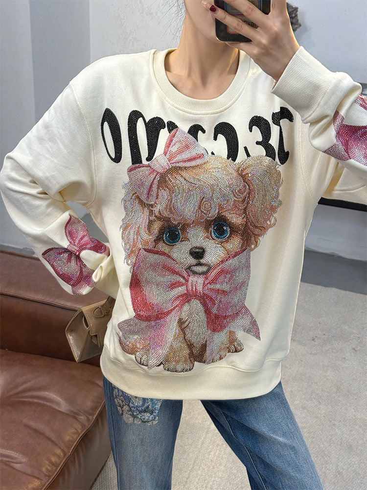 tch sparkling bow rhinestone poodle sweatshirt white HighEnd Luxury Streetwear Brand Official Showcase