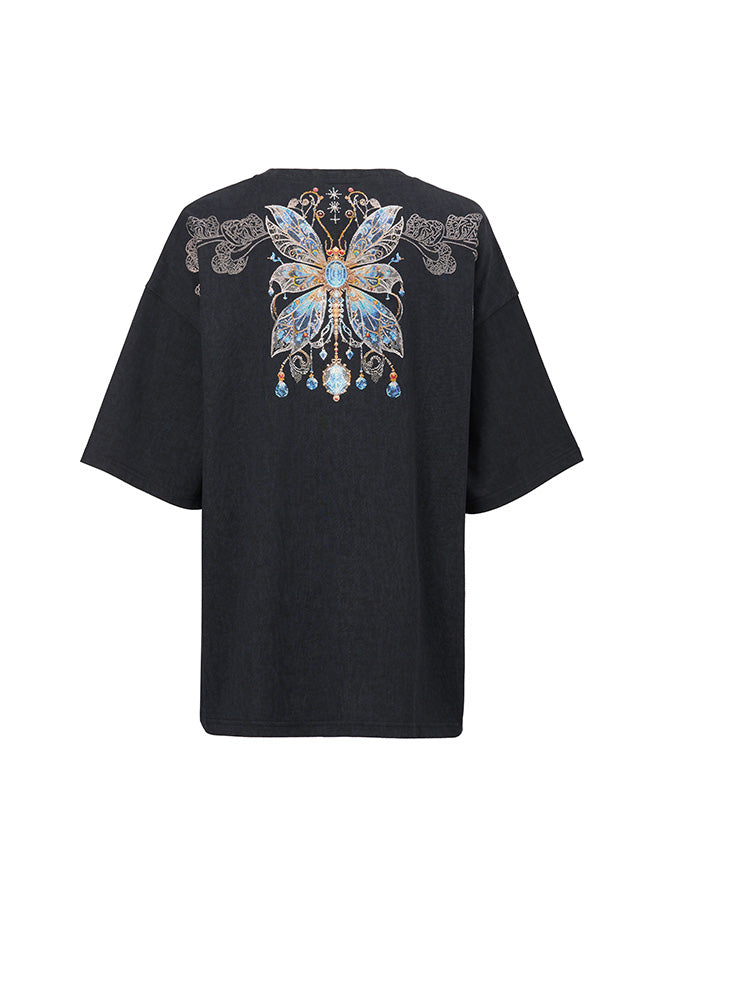 tch sparkling rhinestone butterfly luxury t-shirt black HighEnd Luxury Streetwear Brand Official Showcase