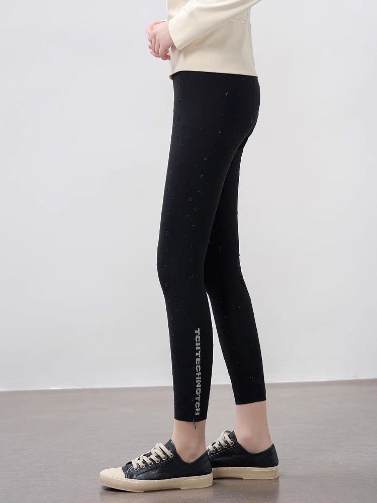 tch sparkling rhinestone graphic slim fit leggings black HighEnd Luxury Streetwear Brand Official Showcase
