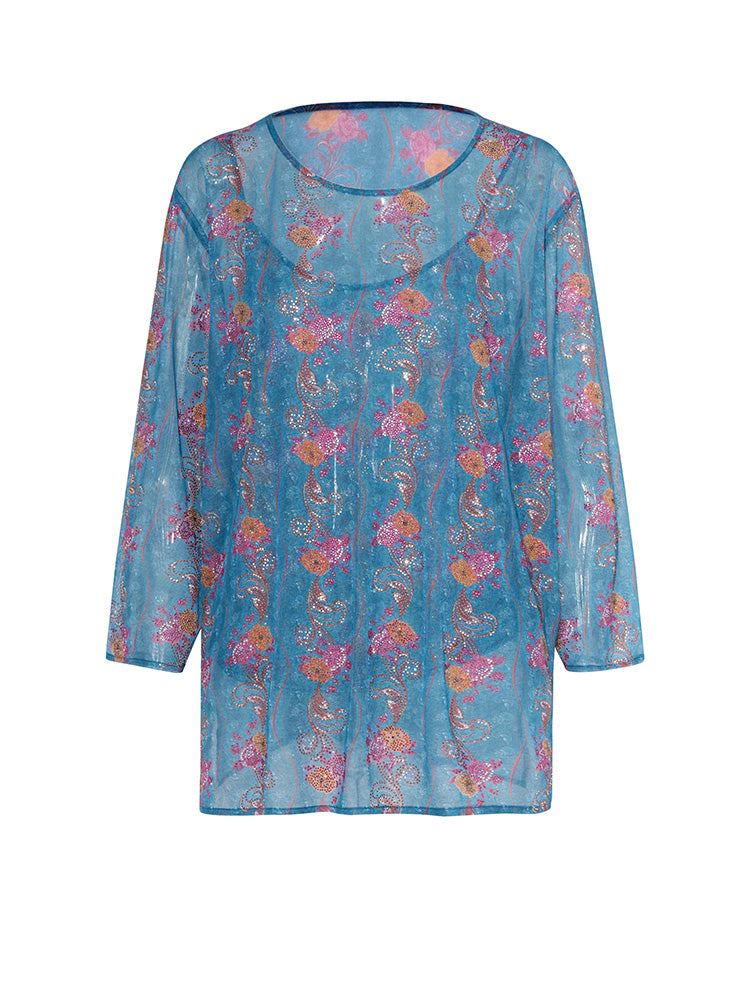 tch sparkly crystal embroidered sexy long sleeve top blue1 HighEnd Luxury Streetwear Brand Official Showcase