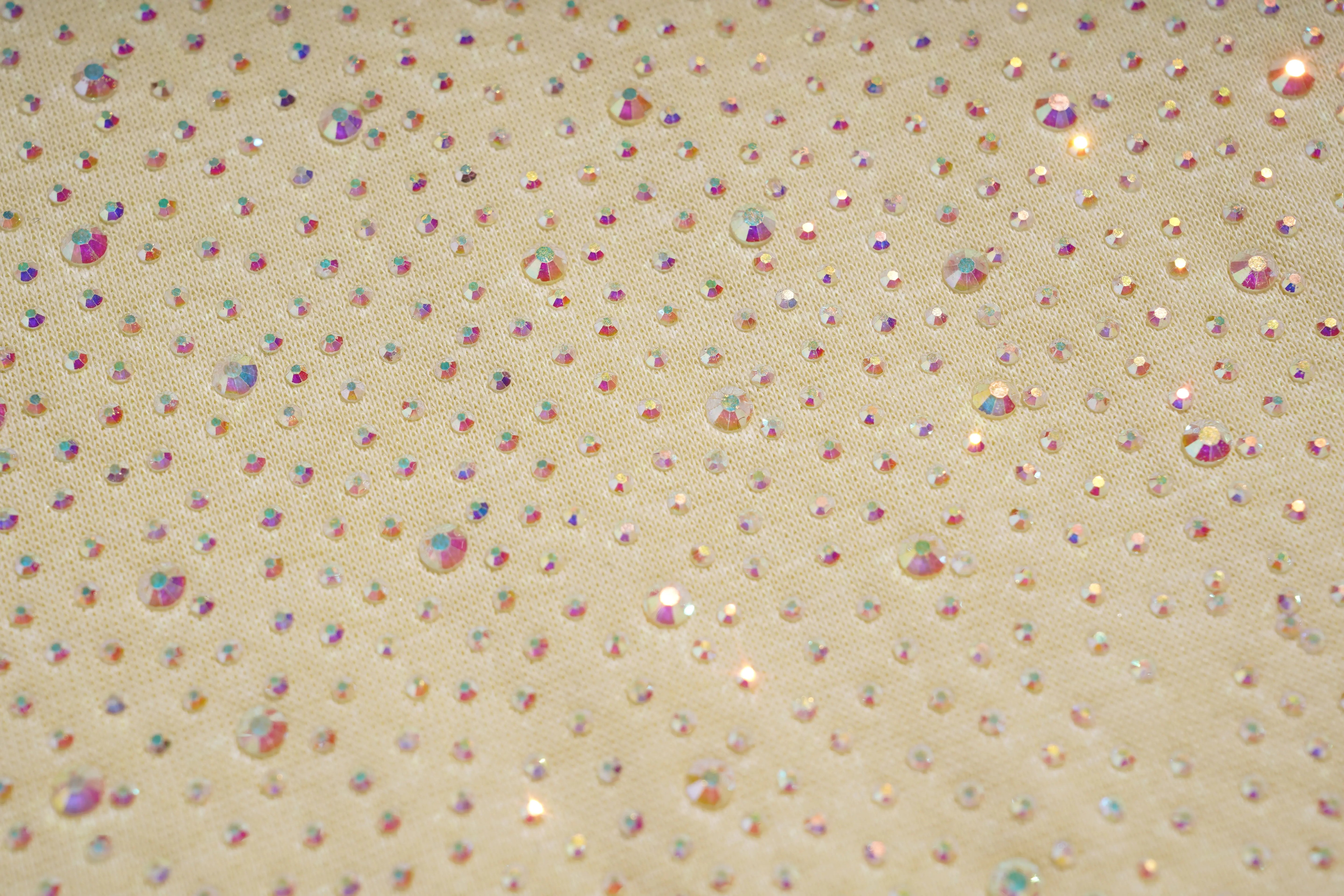 Beige fabric with multicolored glittery dots, TCH Starry Gradient Rhinestone Butterfly T-Shirt