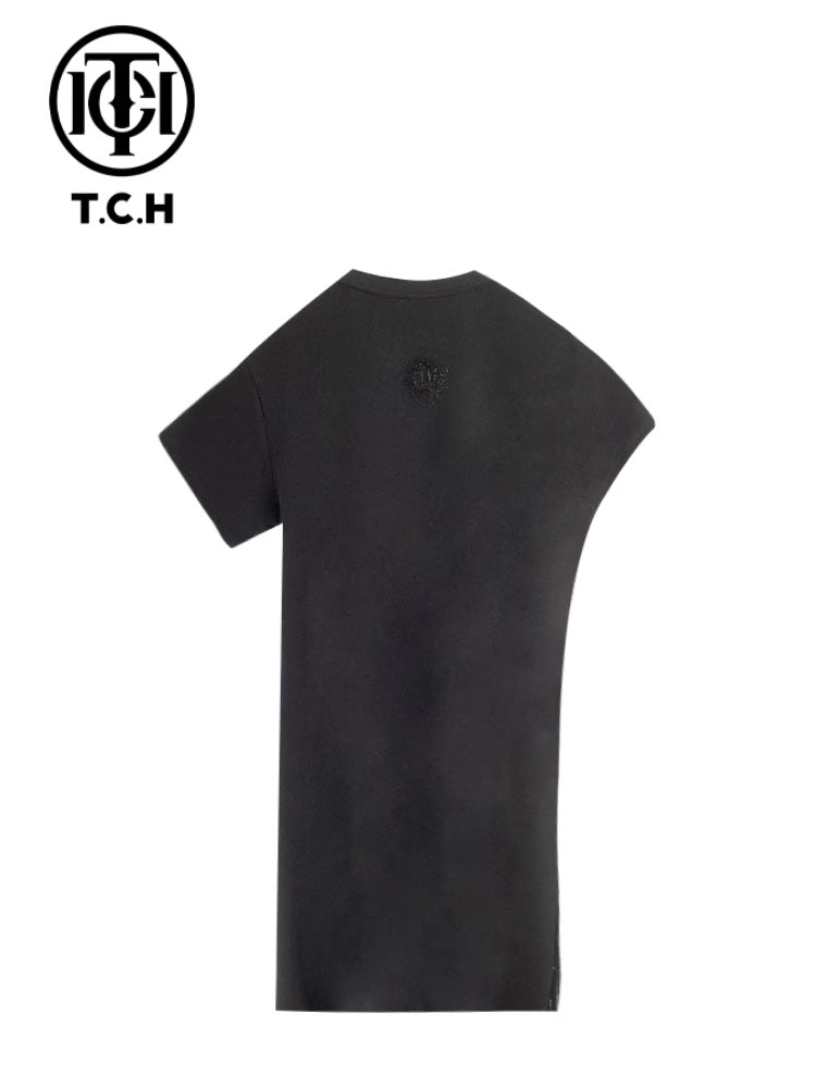 tch striple rhinestone bling tie front long dress black HighEnd Luxury Streetwear Brand Official Showcase