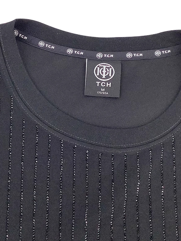 tch striple rhinestone bling tie front long dress black HighEnd Luxury Streetwear Brand Official Showcase