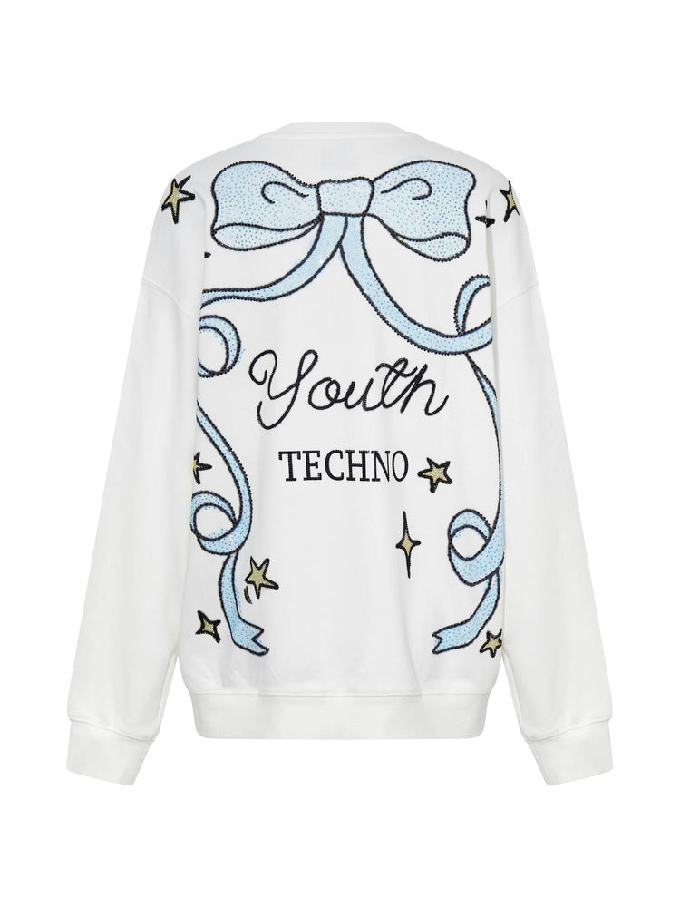 tch teddy bear rhinestone bow sweatshirt white HighEnd Luxury Streetwear Brand Official Showcase