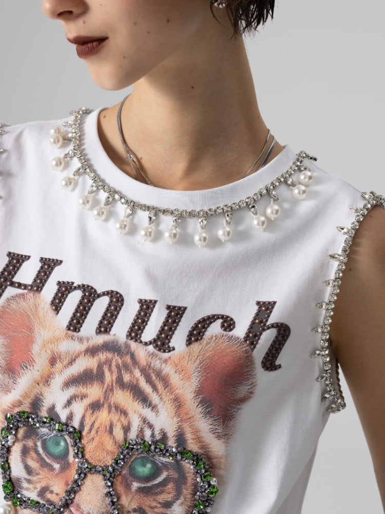 tch tiger print summer cotton bling tank top white HighEnd Luxury Streetwear Brand Official Showcase