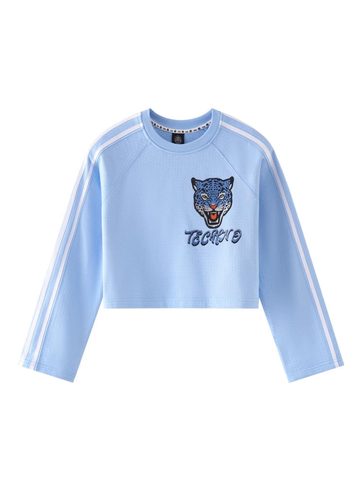 tch trendy rhinestone leopard cropped top lightblue HighEnd Luxury Streetwear Brand Official Showcase