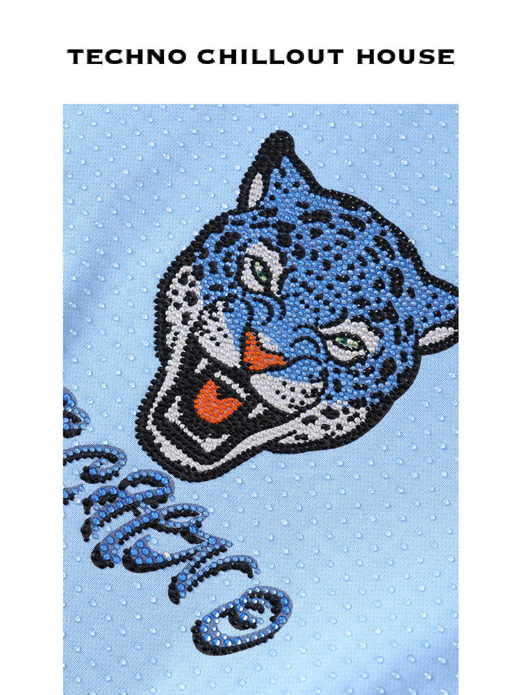 tch trendy rhinestone leopard cropped top lightblue HighEnd Luxury Streetwear Brand Official Showcase