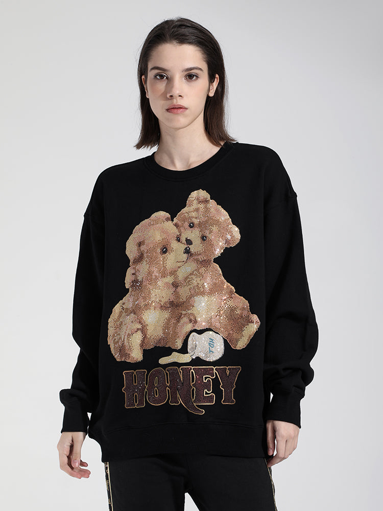 tch two bear rhinestone unisex sweatshirt black HighEnd Luxury Streetwear Brand Official Showcase