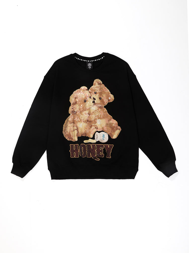 tch two bear rhinestone unisex sweatshirt black HighEnd Luxury Streetwear Brand Official Showcase