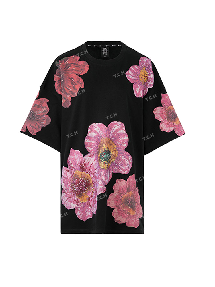 tch unisex allover flower print sparkle t-shirt black HighEnd Luxury Streetwear Brand Official Showcase