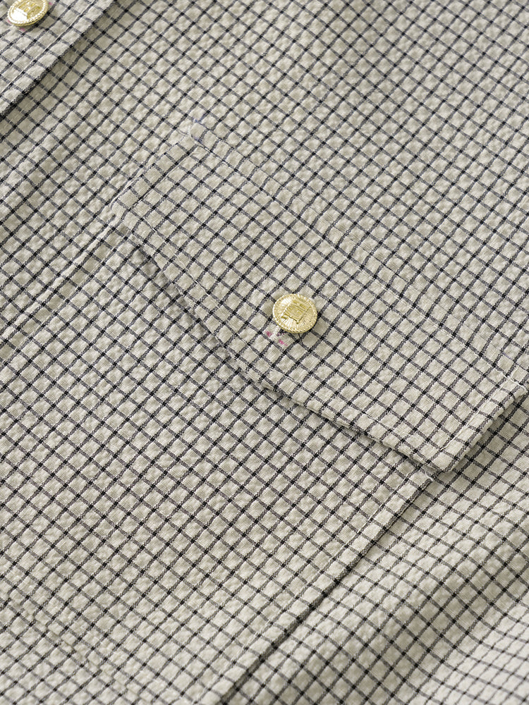 tch unisex bishop sleeve button down plaid shirt khaki1 HighEnd Luxury Streetwear Brand Official Showcase