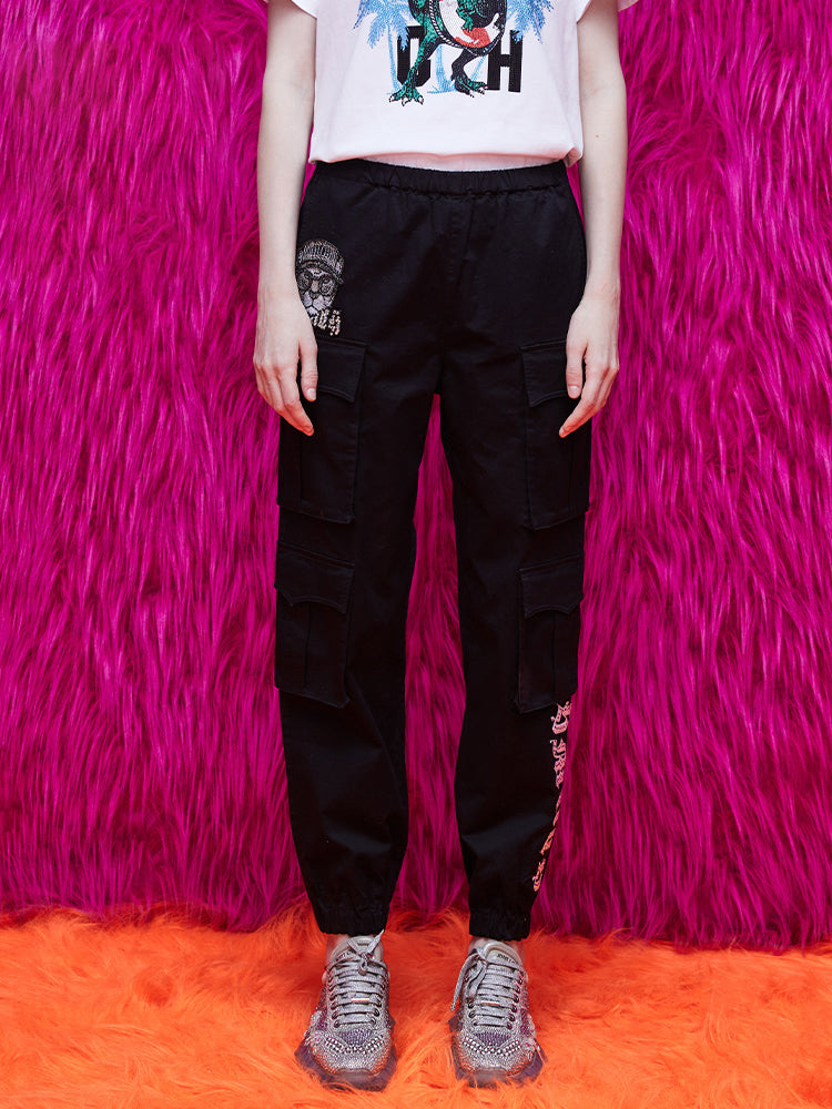tch unisex graphic rhinestone cargo pants black HighEnd Luxury Streetwear Brand Official Showcase