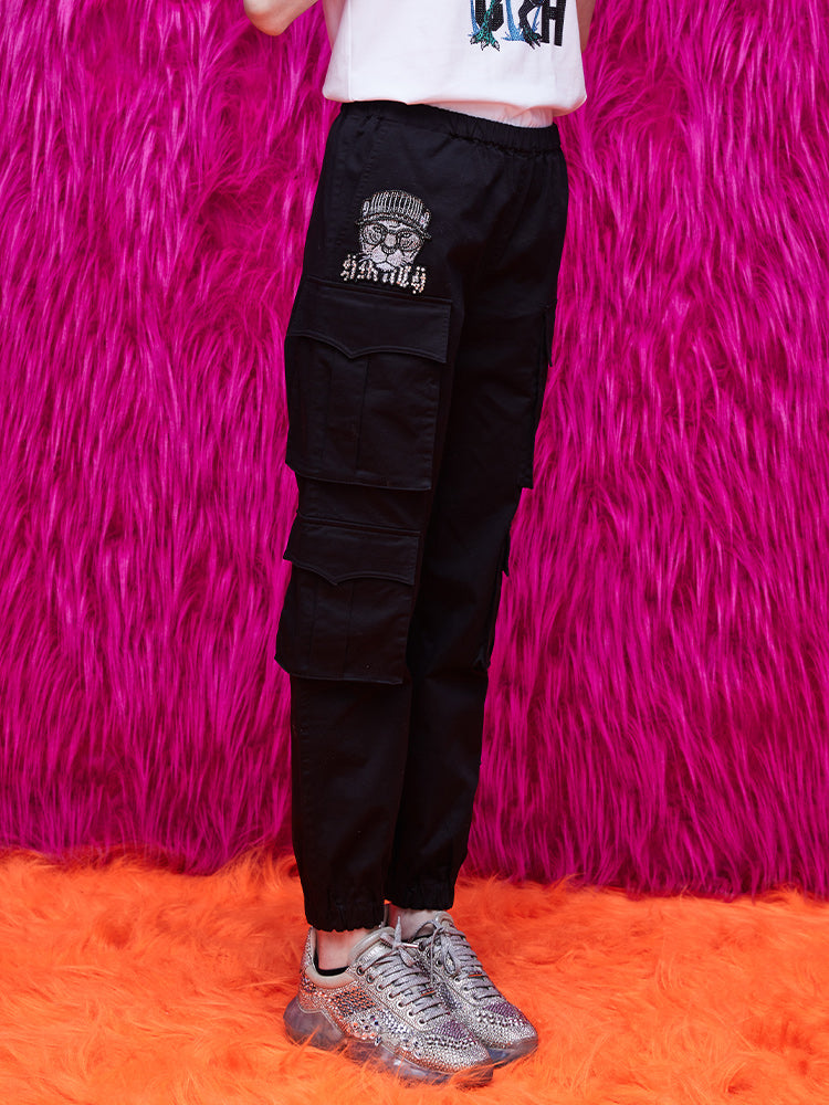 tch unisex graphic rhinestone cargo pants black HighEnd Luxury Streetwear Brand Official Showcase