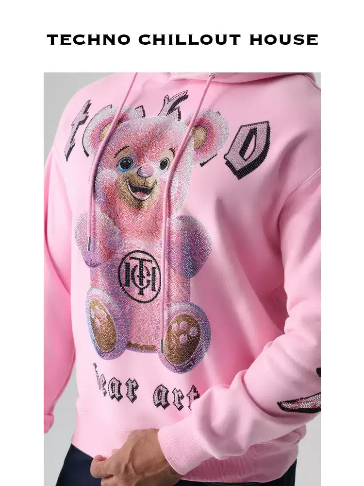 TCH Unisex Rhinestone Graphic Sweatshirt-Teddy Bear & Wings Pullover pink HighEnd Luxury Streetwear Brand Official Showcase