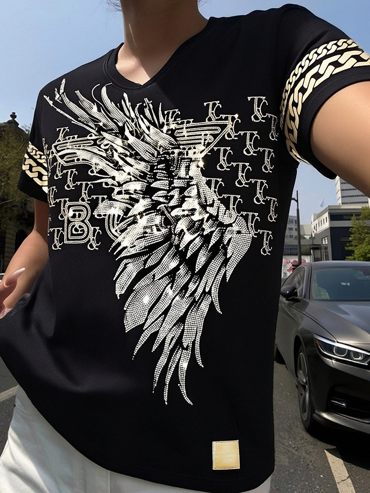 tch unisex rhinestone wings cotton tee black HighEnd Luxury Streetwear Brand Official Showcase