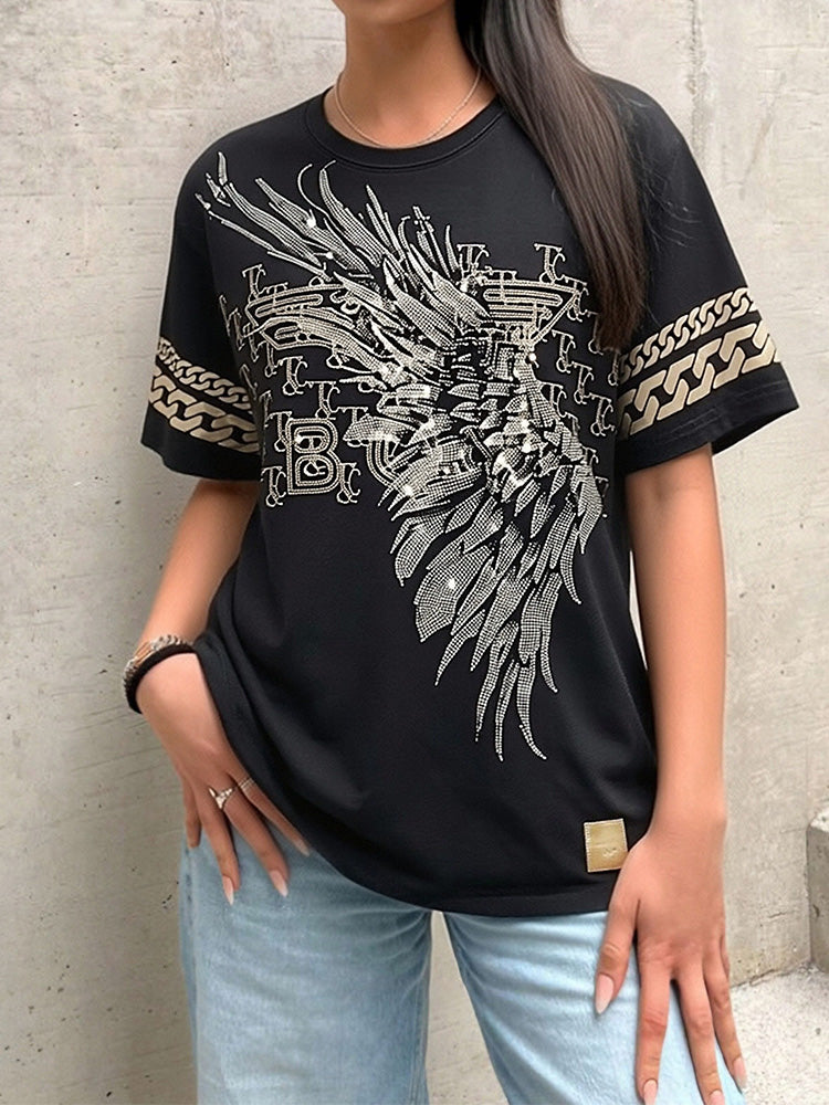 tch unisex rhinestone wings cotton tee black HighEnd Luxury Streetwear Brand Official Showcase