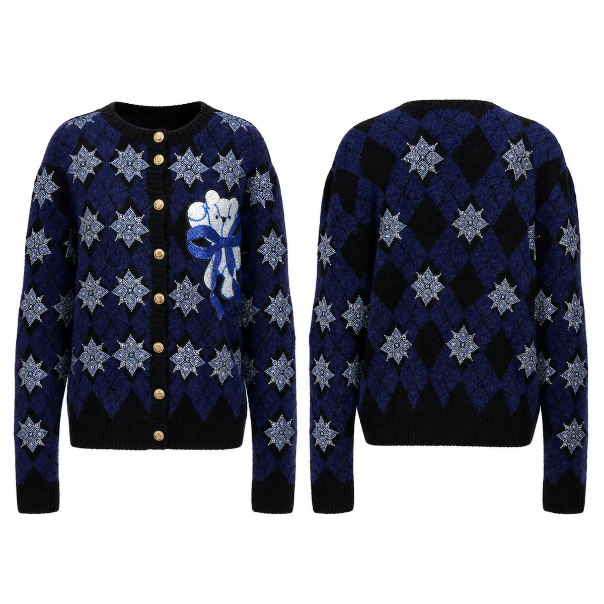 TCH Vintage Diamond Pattern Knit Cardigan Luxury Streetwear Brand Official Showcase