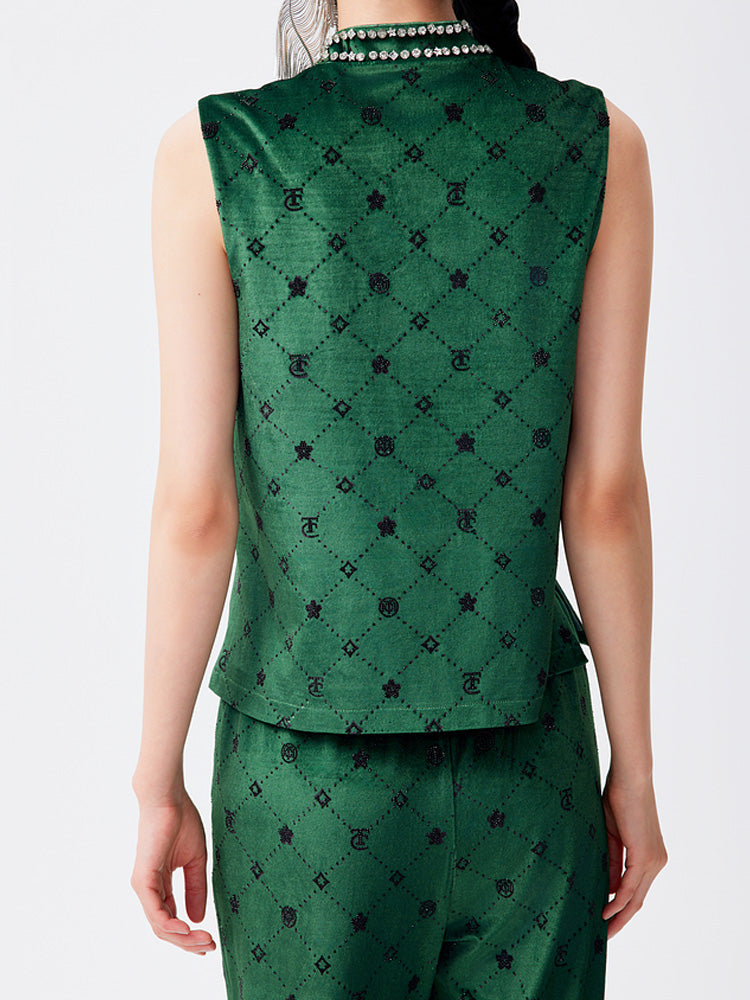 tch vintage rhinestone velvet tank top darkgreen HighEnd Luxury Streetwear Brand Official Showcase