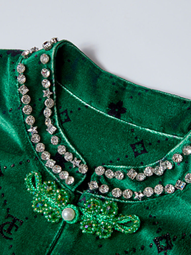 tch vintage rhinestone velvet tank top darkgreen HighEnd Luxury Streetwear Brand Official Showcase