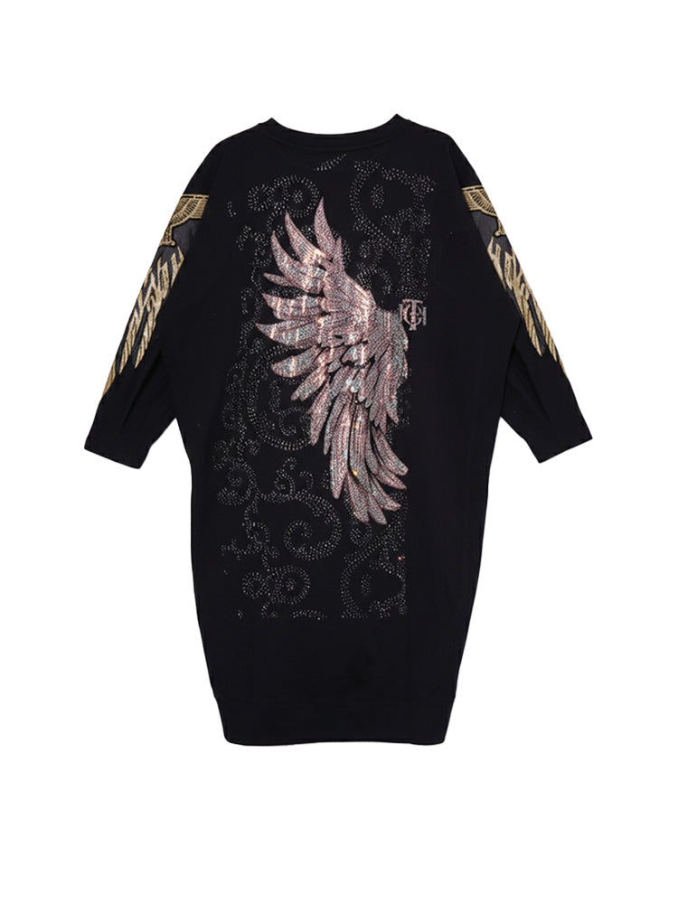 tch winged graphic half sleeve dress black HighEnd Luxury Streetwear Brand Official Showcase