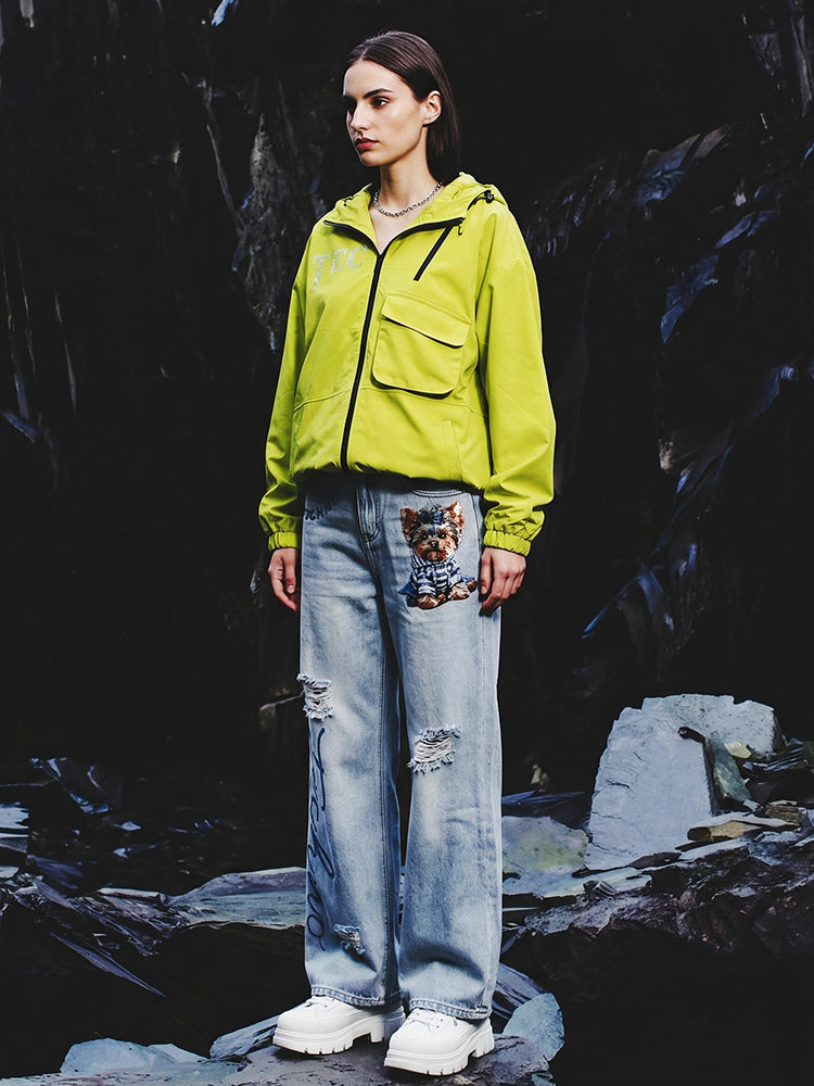 TCH Wings Rhinestone Hooded Light Wind Jacket-6