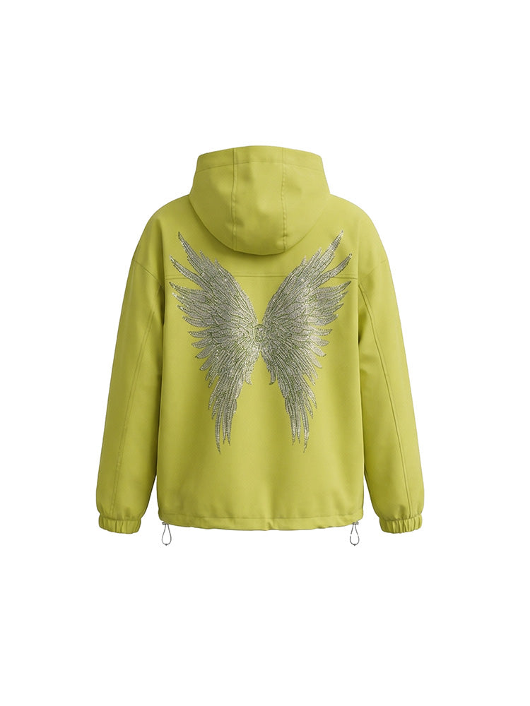 TCH Wings Rhinestone Hooded Light Wind Jacket-8