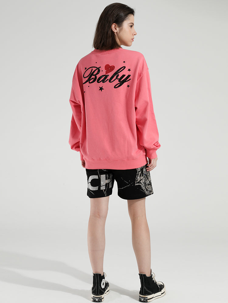 tch women's cat rhinestone long sleeve sweatshirt pink HighEnd Luxury Streetwear Brand Official Showcase