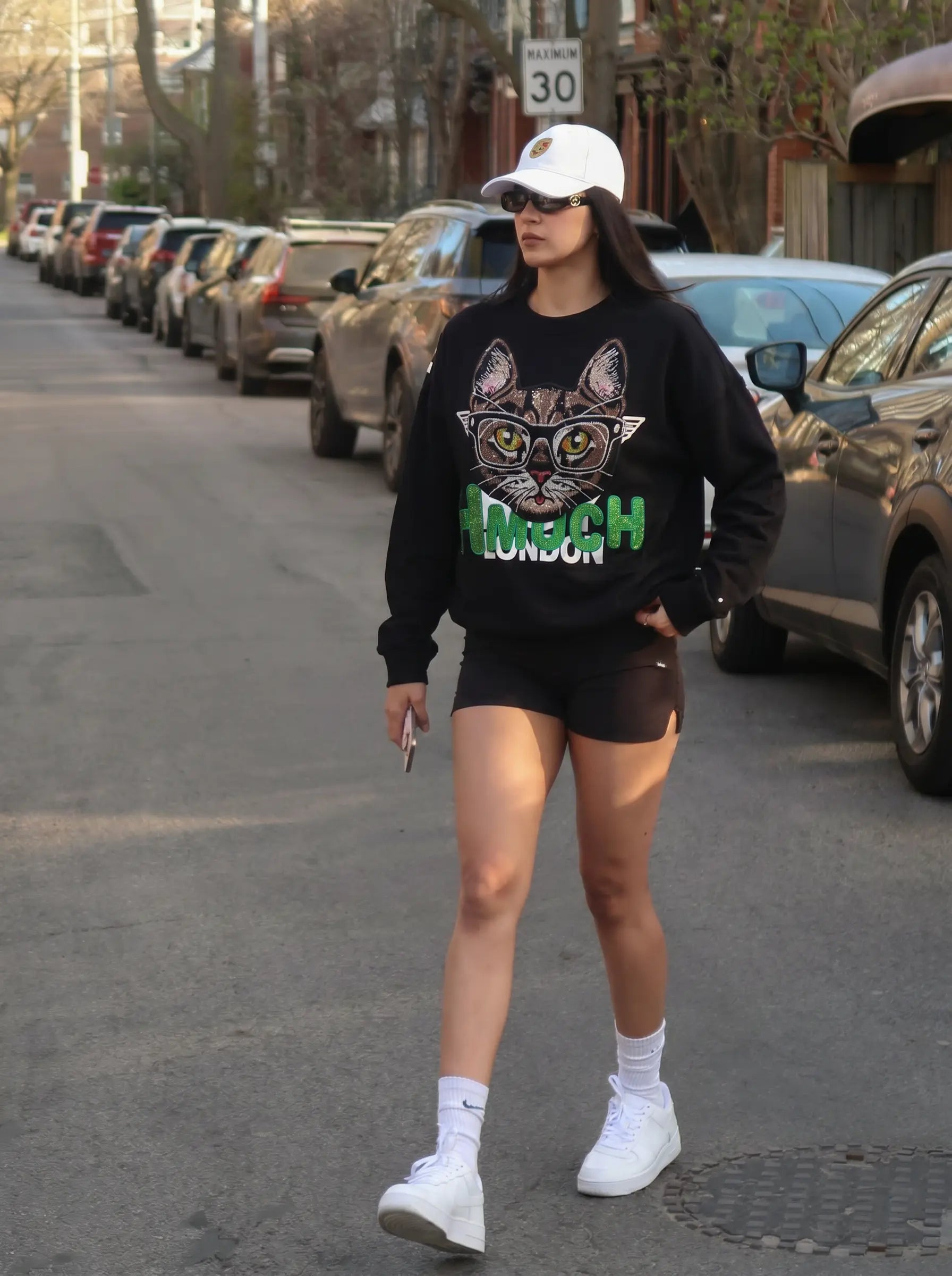 TCH Y2K Rhinestone Cat Graphic Sweatshirt Luxury Streetwear Brand Official Showcase