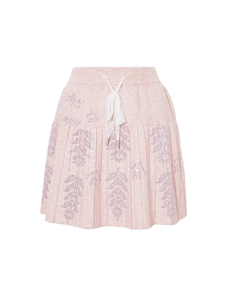 tch knitted graphic rhinestone pleated mini skirt pink HighEnd Luxury Streetwear Brand Official Showcase