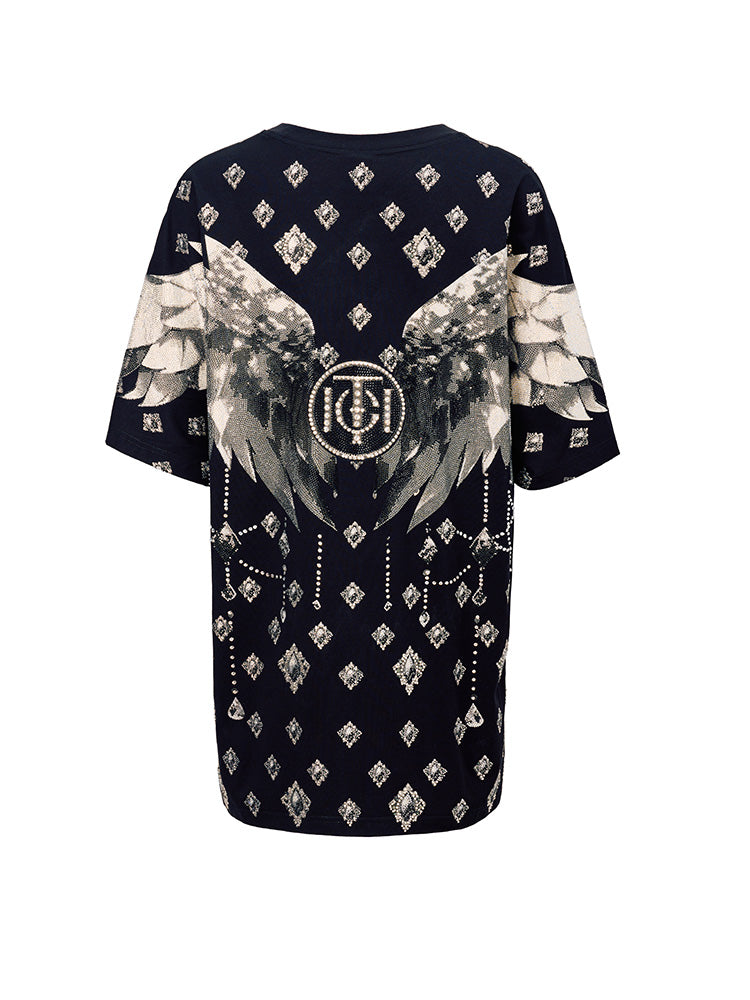 tch wings sparkle crystal graphic t-shirt black HighEnd Luxury Streetwear Brand Official Showcase