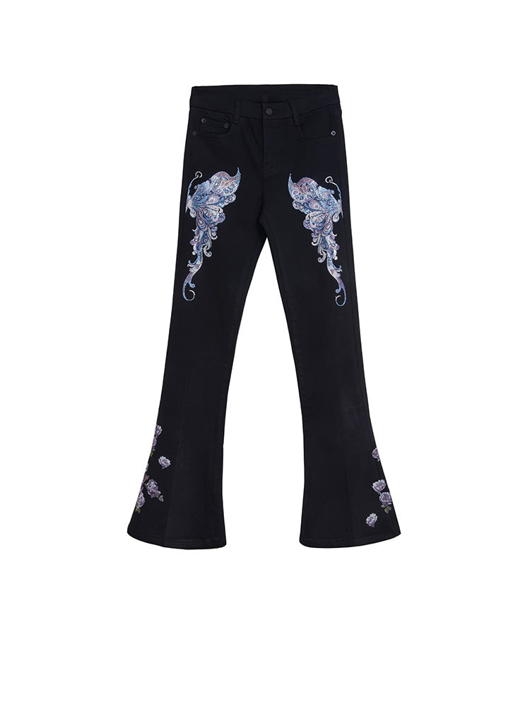 TCH Rhinestone Butterfly High-Waisted Flared Pants