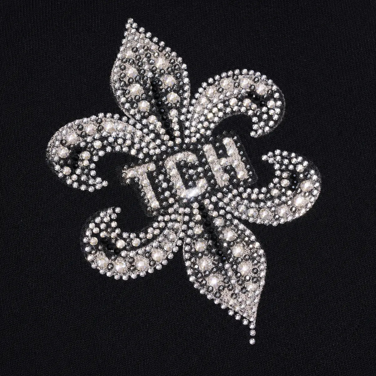 TCH Rhinestone Fleur-de-Lis Starburst Wide-Leg Sweatpants