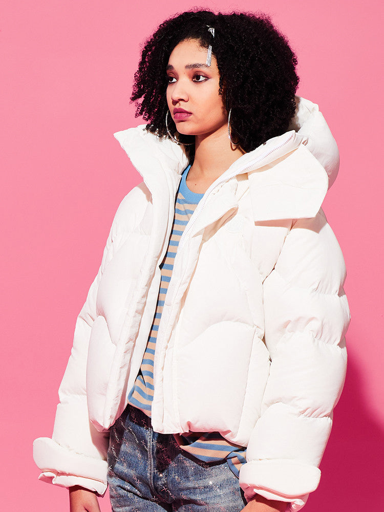 TCH Hoodie Zip Cropped Puffer Jacket Coat