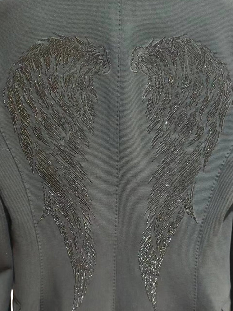 TCH Rhinestone Double Breasted Angel Wings Blazer