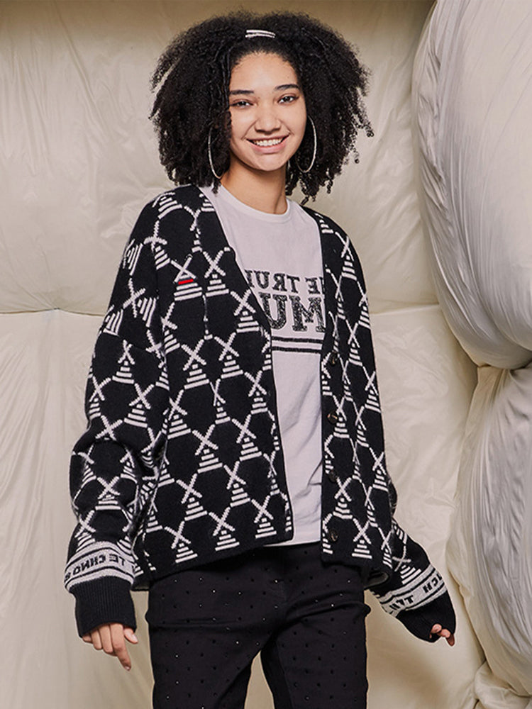 TCH Rhinestone Striped Knitted Cardigan