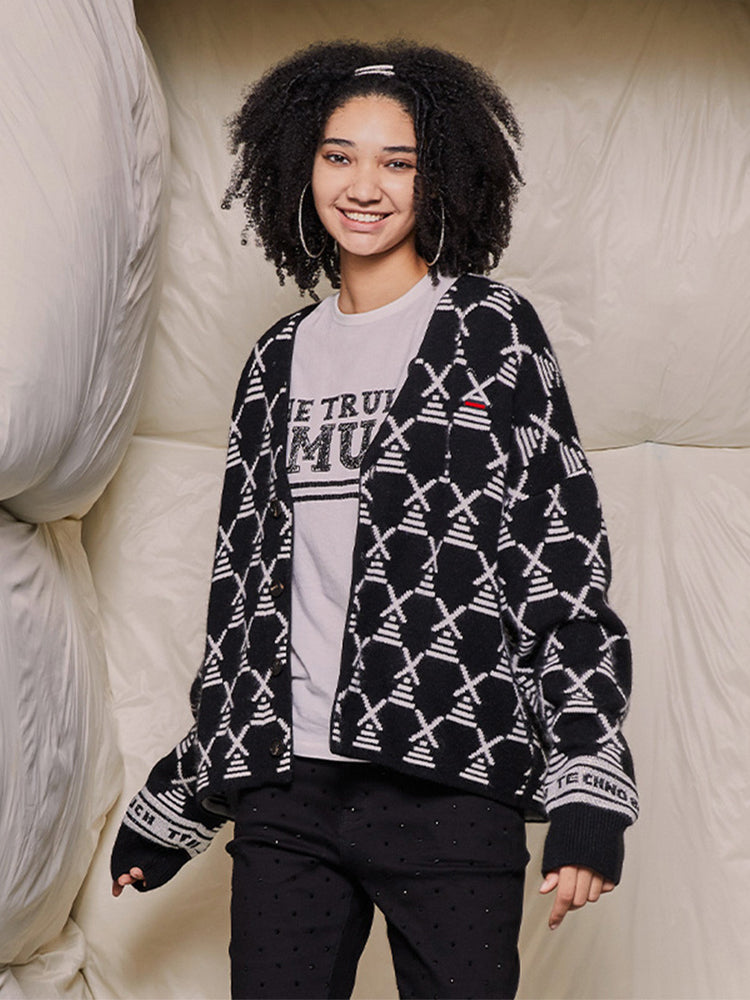 TCH Rhinestone Striped Knitted Cardigan