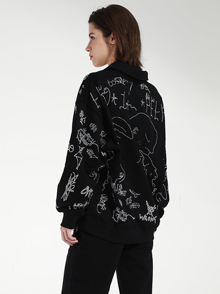 TCH Henley Graphics Rhinestone Sweatshirt