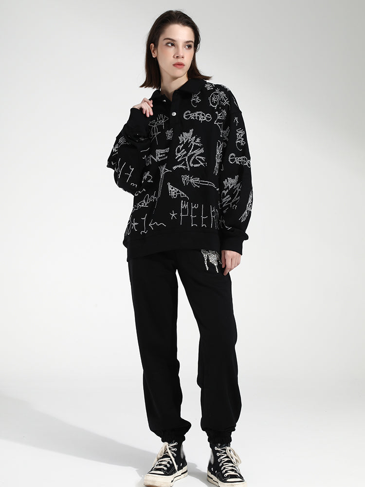 TCH Henley Graphics Rhinestone Sweatshirt