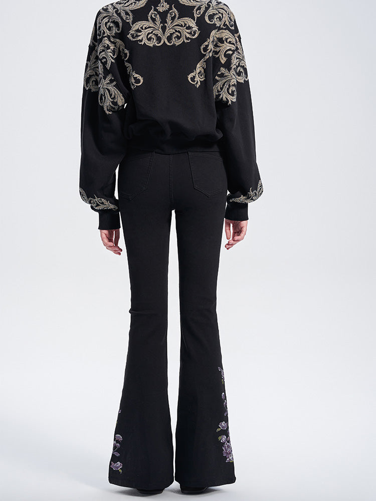 TCH Luxury Graphic Rhinestone Sparkle Top with Black