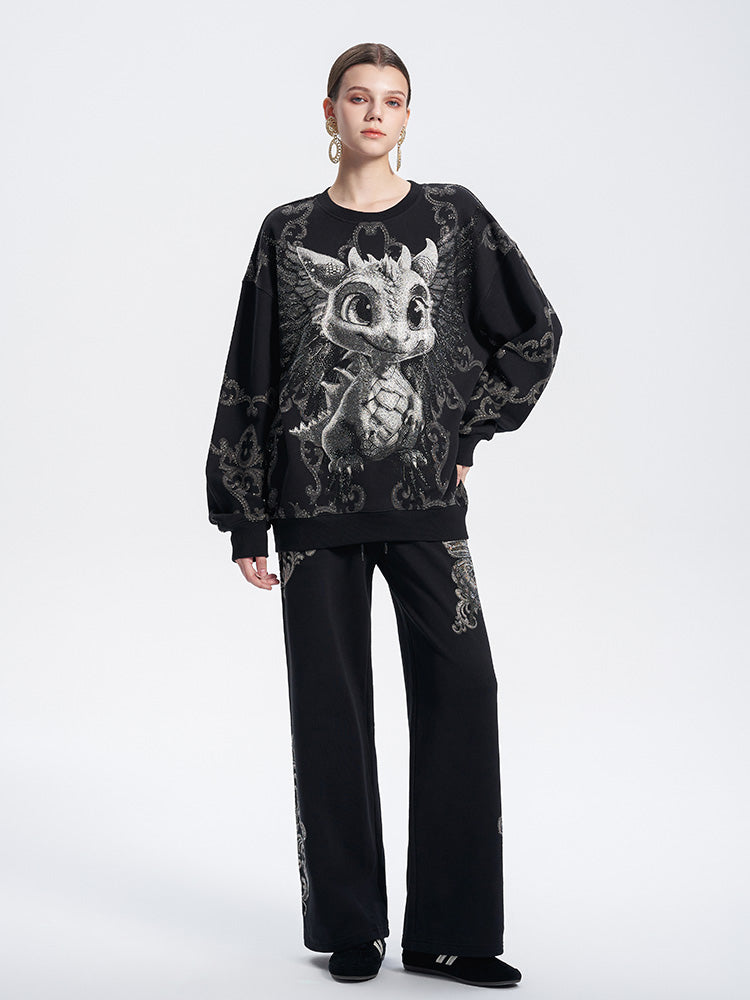TCH Luxury Baroque Rhinestone Baby Dragon Sweatshirt